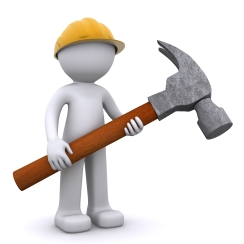 3D construction worker with hammer